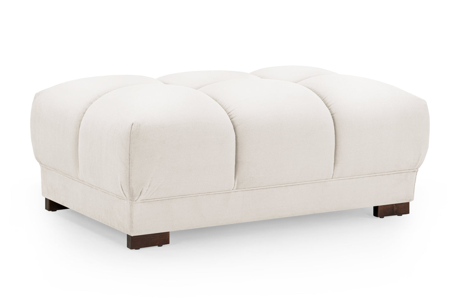 Luxurious Cream Plush Velvet Footstool Ottoman with Anti-Slip Feet for Living Room