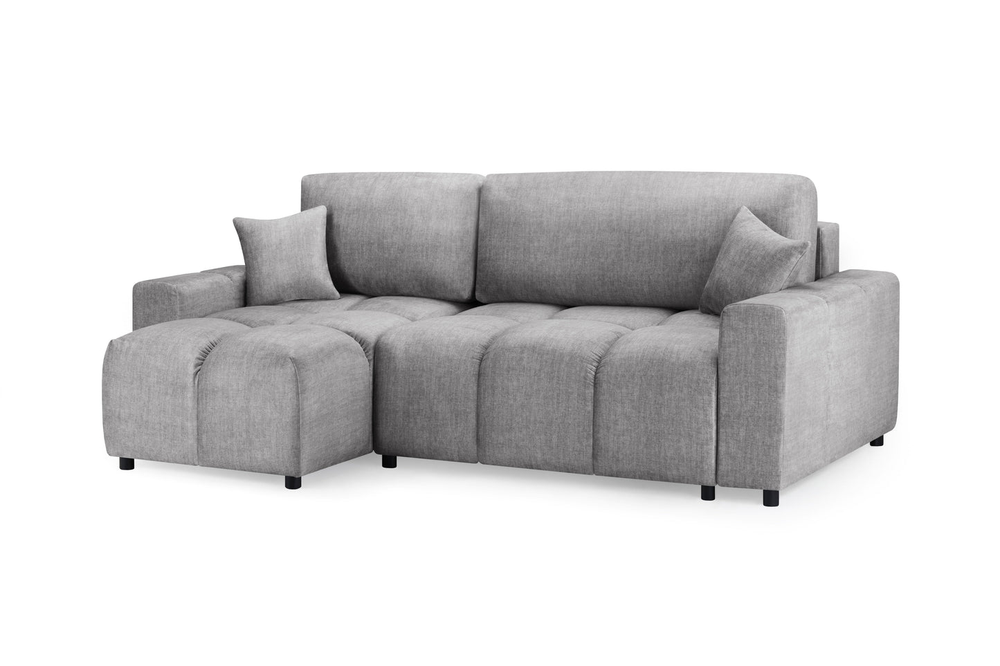 Luki Grey Universal Corner Sofabed with Storage & Plush Fabric Upholstery