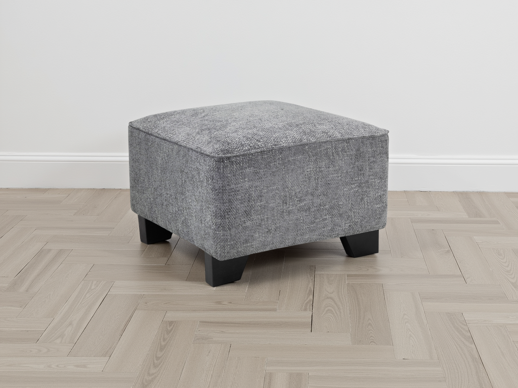 Nebraska Modern Upholstered Slate Grey Fabric Comfort Footstool Ottoman