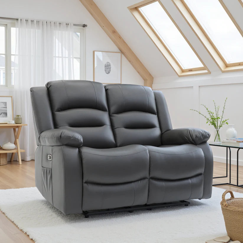 Alva Electric Recliner Sofa Grey 2 Seater