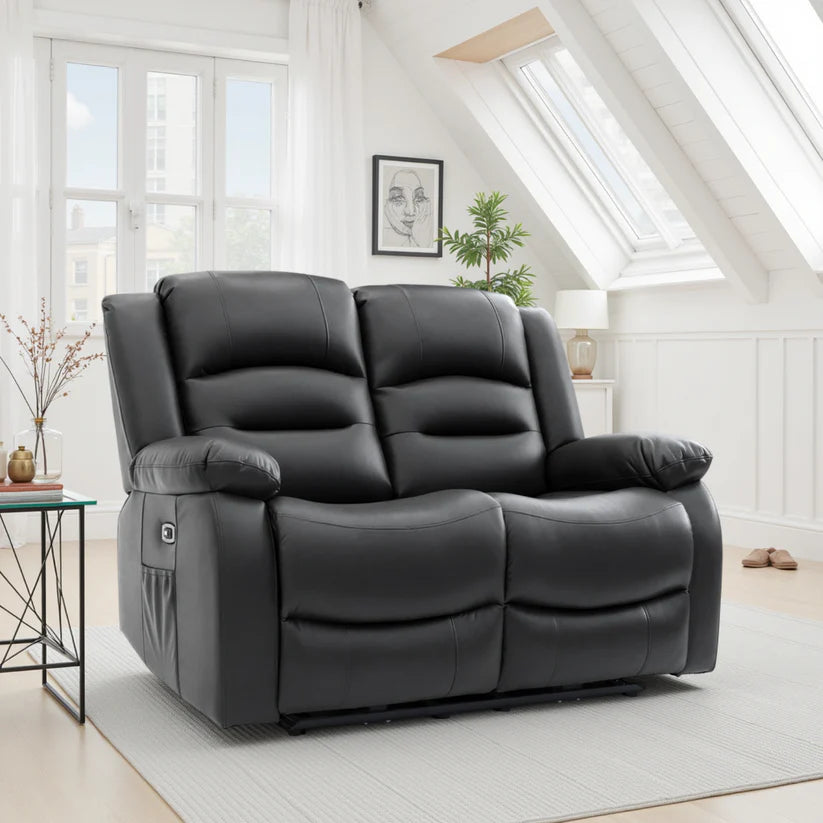 Alva Electric Recliner Sofa Black 2 Seater