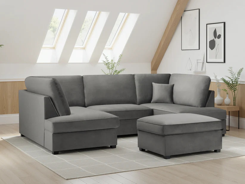 Carnaby Sofa Plush Grey U Shape Corner