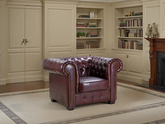 Chesterfield Sofa Oxblood Red Armchair