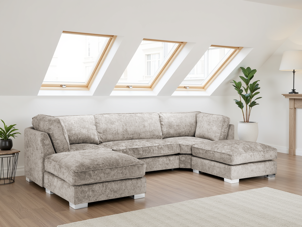 Bishop Fullback Truffle U-Shape Corner Sofa: Spacious Seating, Moveable Footstools