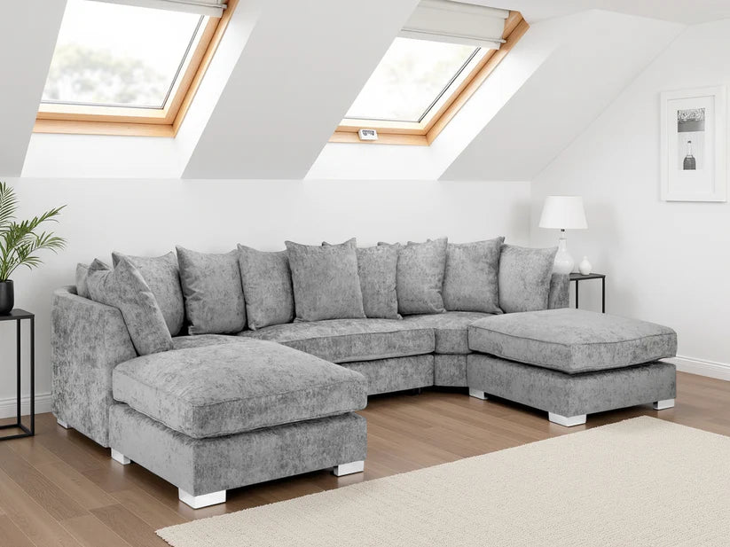 Bishop Scatterback Sofa Platinum U Shape Corner