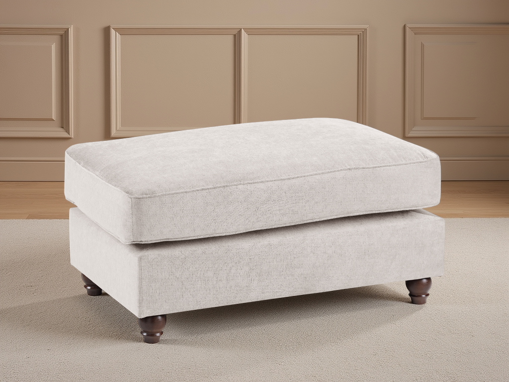 Luxurious Windsor Fullback Sofa Stone Footstool – Comfortable Foam-Filled Cushion Top