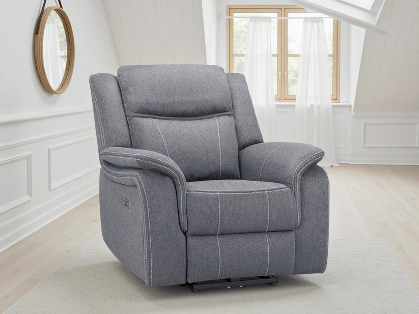 Galaxy Tech Electric Recliner Armchair Grey Fabric