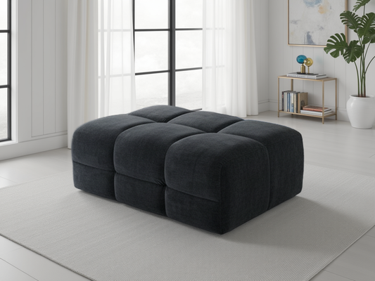 Jacob Modern Black Footstool Ottoman – Comfortable Living Room Accent Sofa Piece