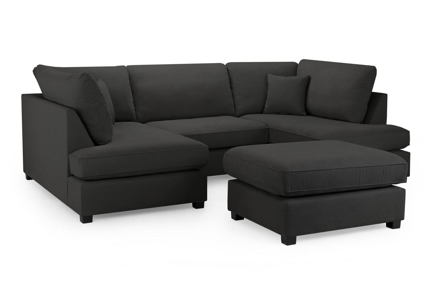 Carnaby Modern Black U-Shape Corner Sofa: Spacious, Comfortable Polyester Fabric