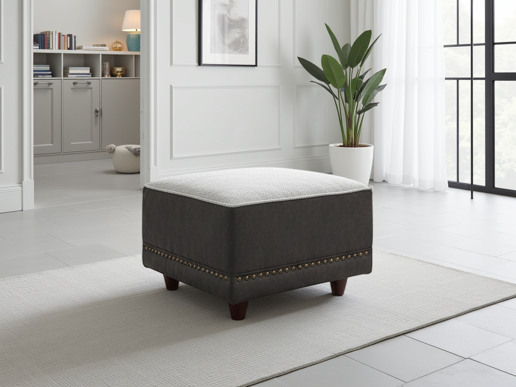 Bella Grey Fabric Footstool: Comfortable, Stylish, Modern Living Room Ottoman