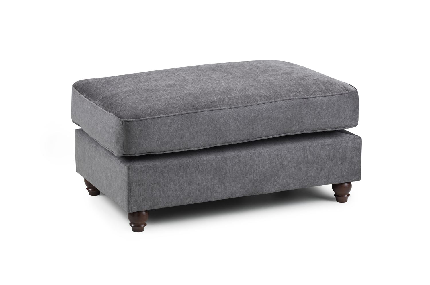 Luxurious Windsor Fullback Grey Fabric Footstool: Foam-Filled Comfort & Elegant Design