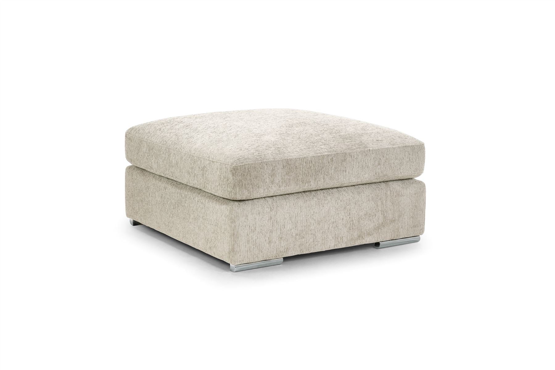 Luxurious Naples Beige Chenille Footstool - Soft Upholstery & Removable Covers
