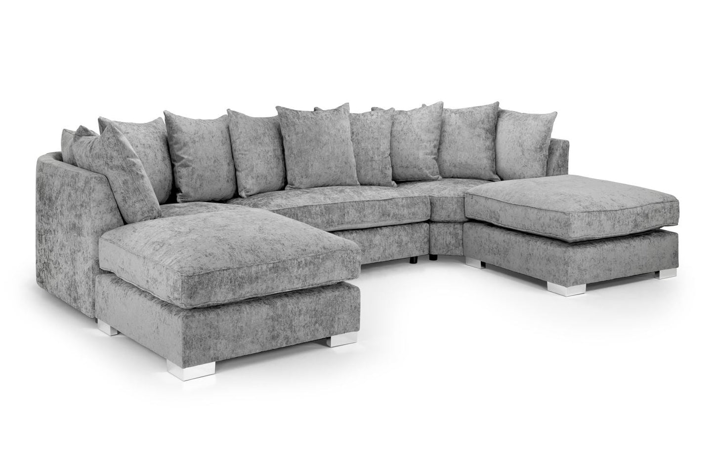 Luxurious Bishop Platinum U-Shape Corner Sofa with Moveable Scatterback Cushions