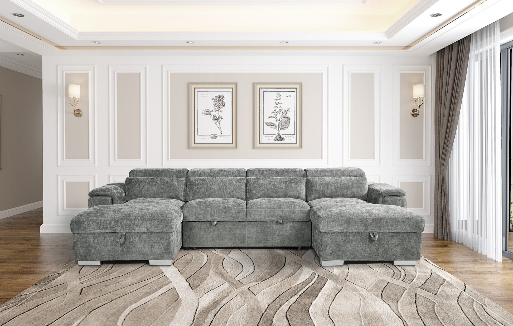 Stellar Alaya Grey U-Shape Corner Sofabed with Storage: Ultimate Comfort & Versatility