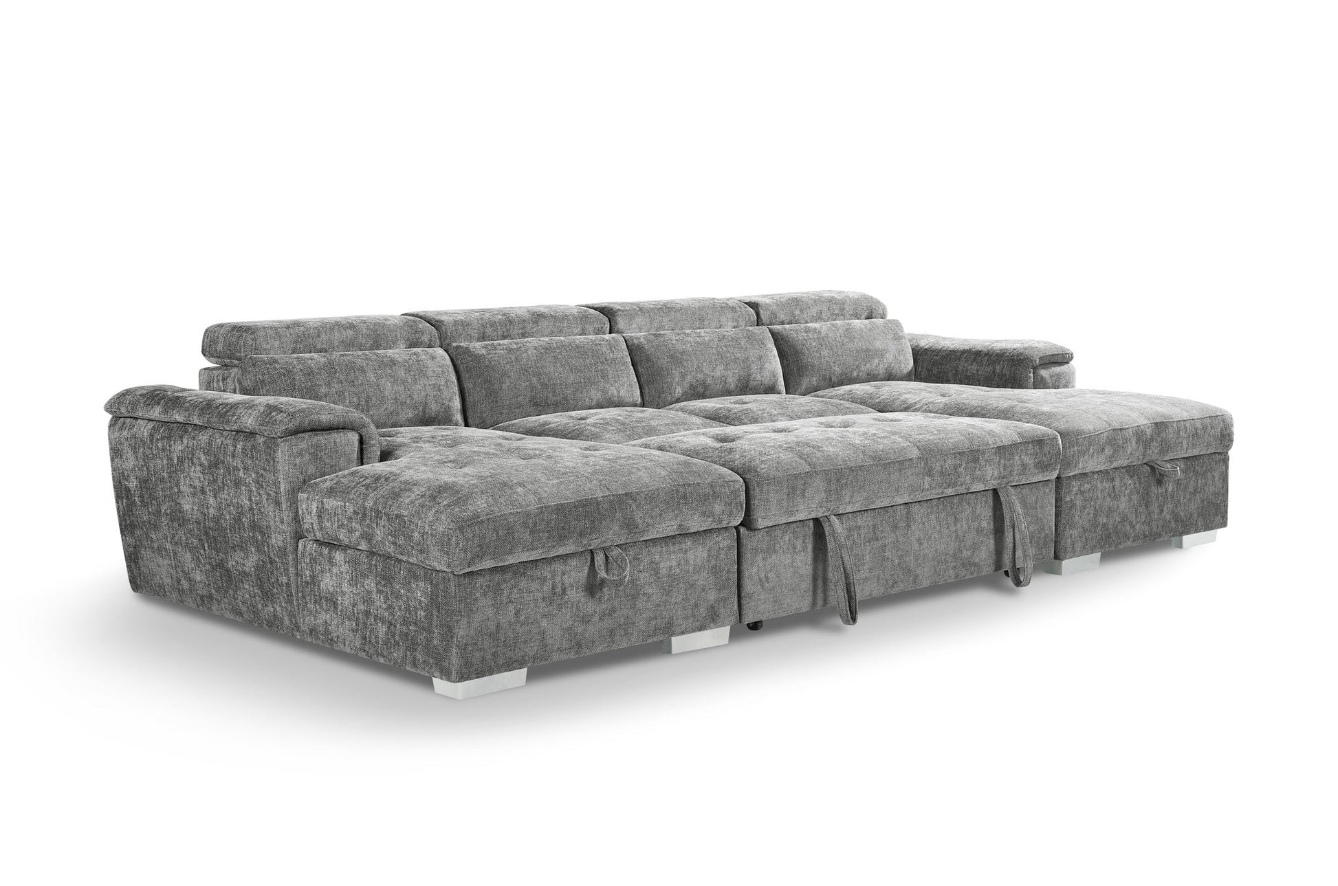 Stellar Alaya Grey U-Shape Corner Sofabed with Storage: Ultimate Comfort & Versatility