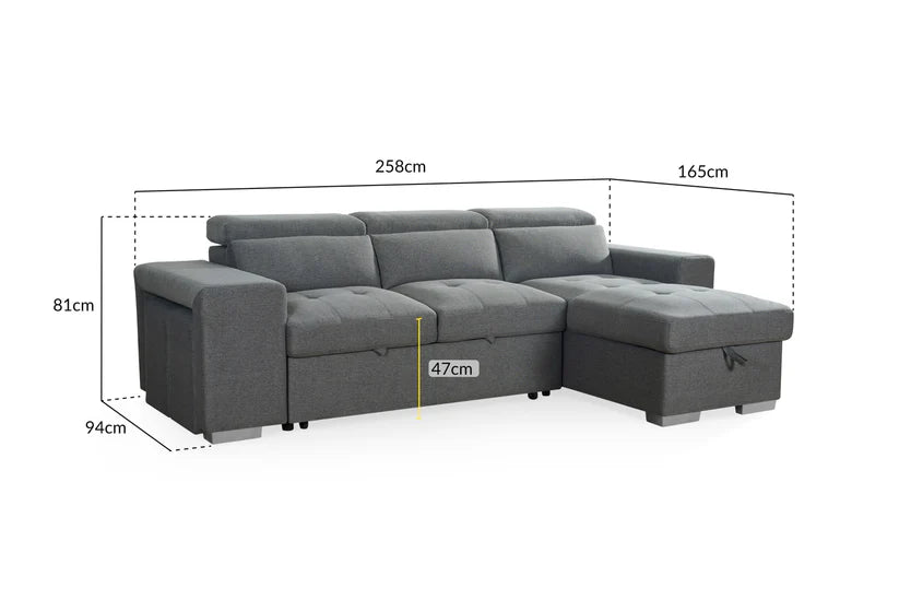 Artemis Sofabed Grey Universal Corner