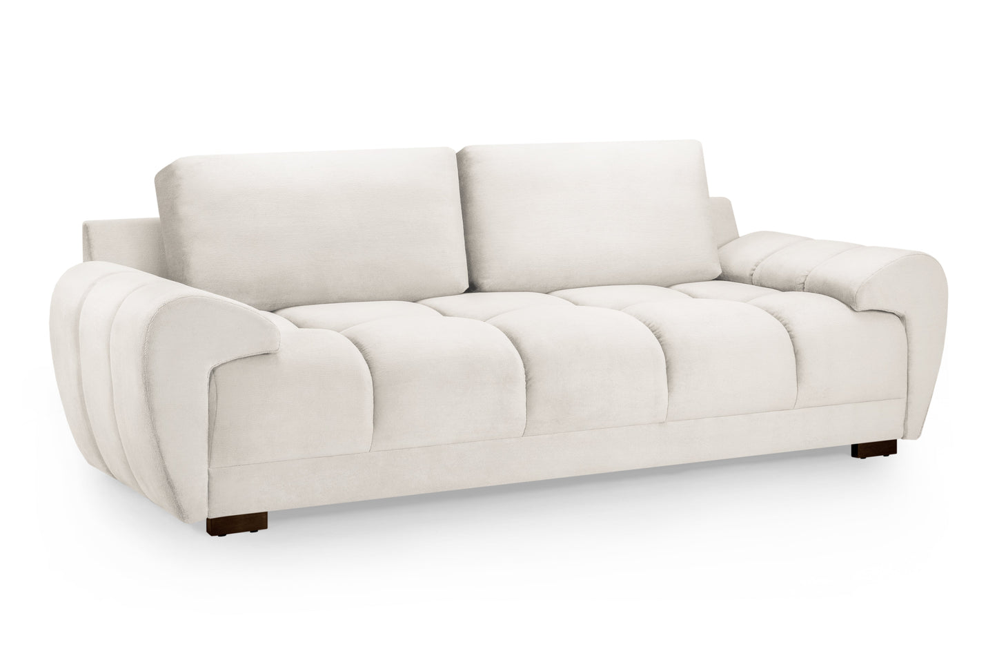 Azzuro Cream 3 Seater Sofa: Plush Velvet, Convertible Sofabed, Smart Storage