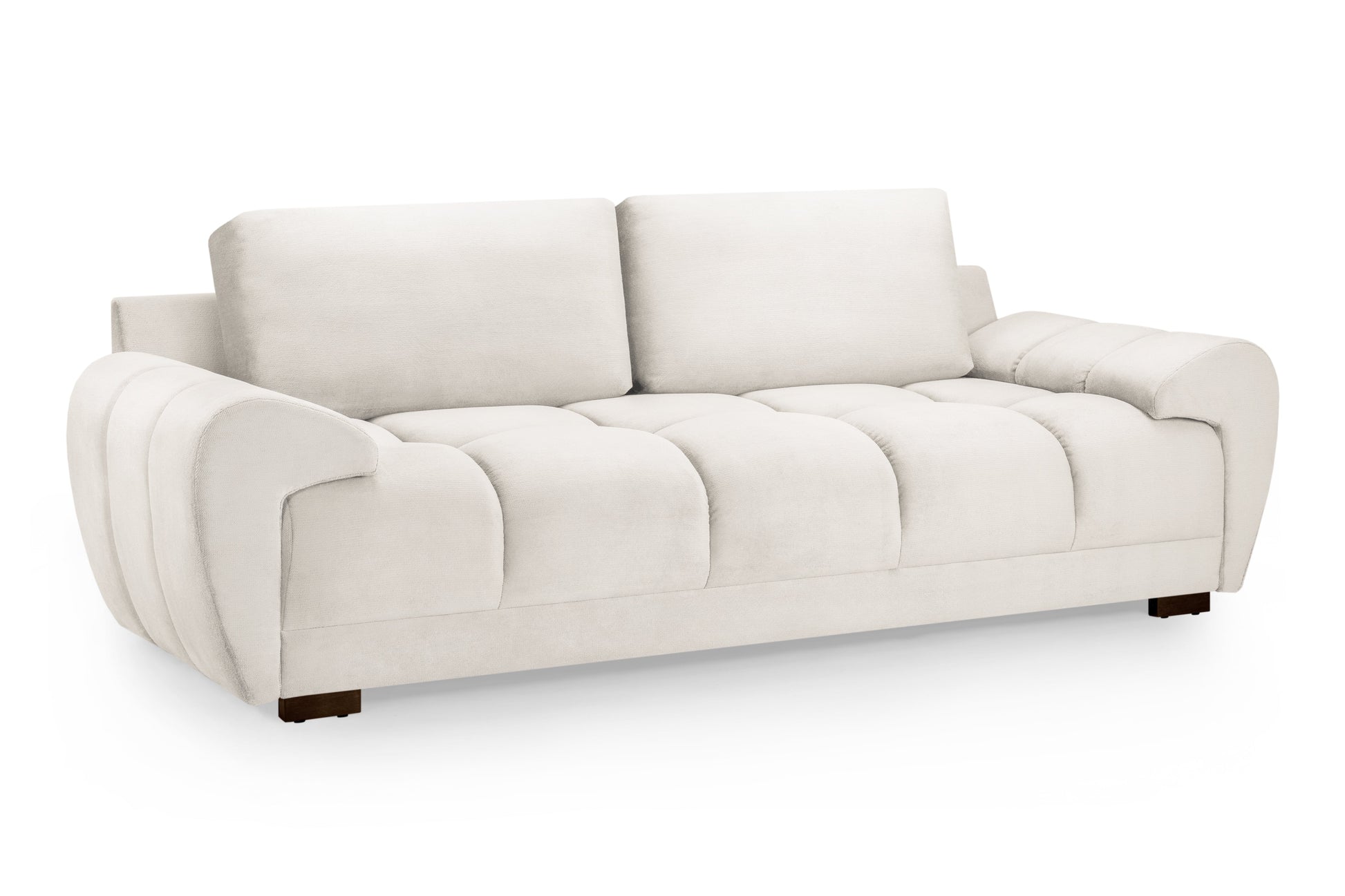Azzuro Cream 3 Seater Sofa: Plush Velvet, Convertible Sofabed, Smart Storage