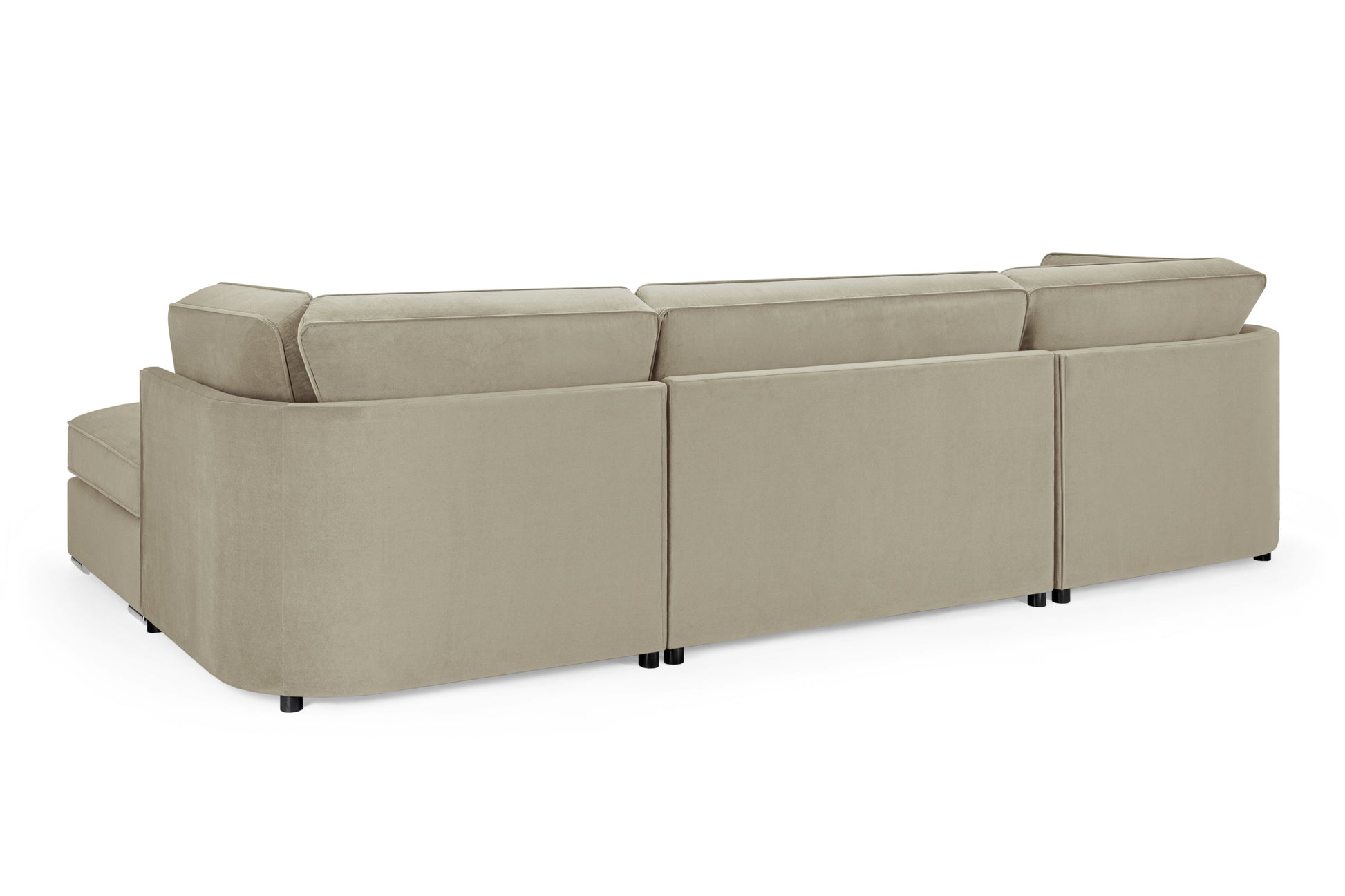 Belgravia Plush Velvet Beige U-Shape Corner Sofa with Moveable Footstool