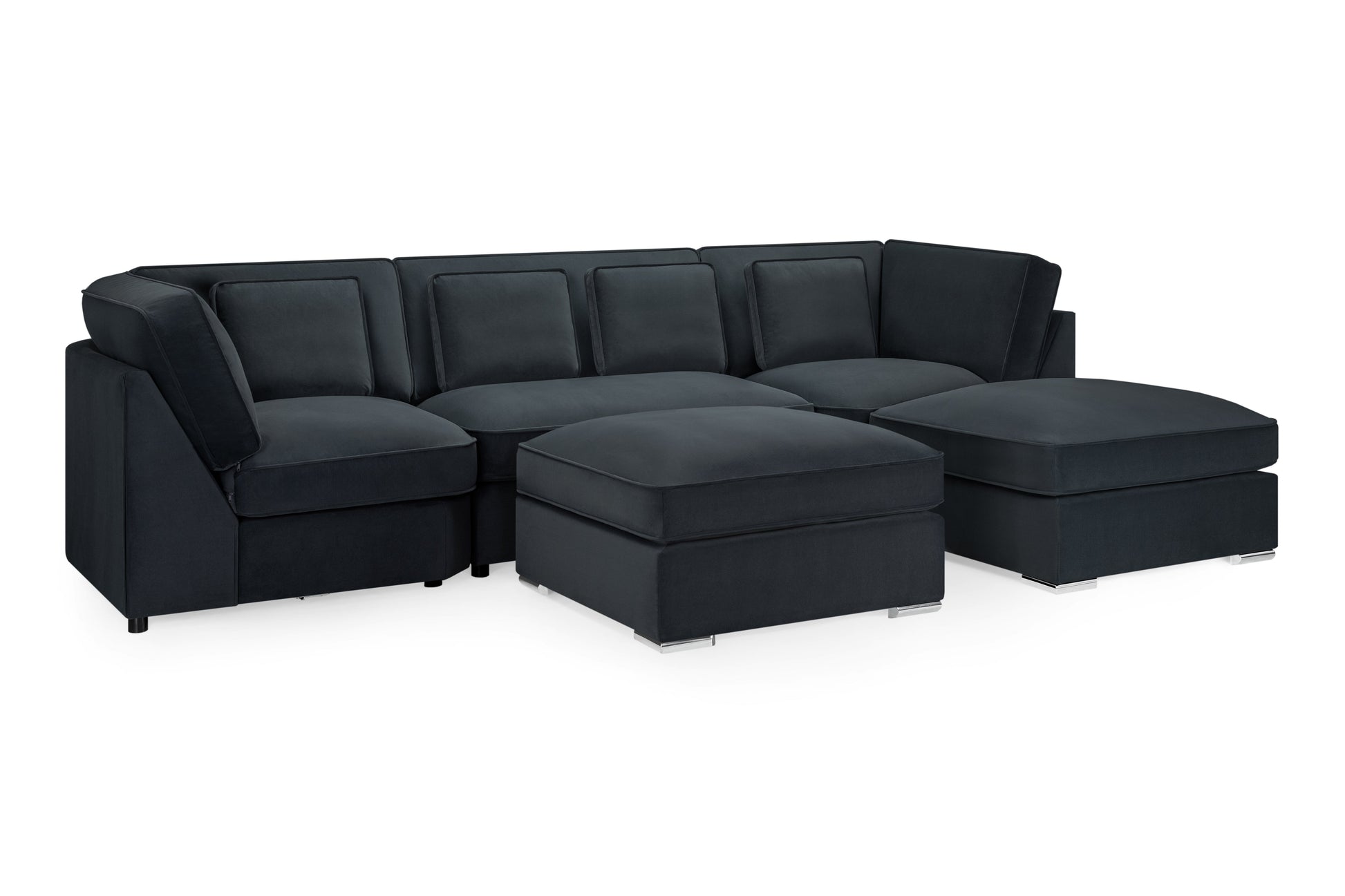 Belgravia Slate U-Shape Corner Sofa: Plush Velvet, Modular, Family Living