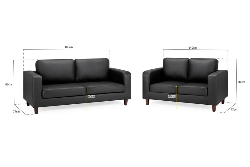Box Sofa Black 3+2 Set