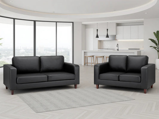 Box Sofa Black 3+2 Set