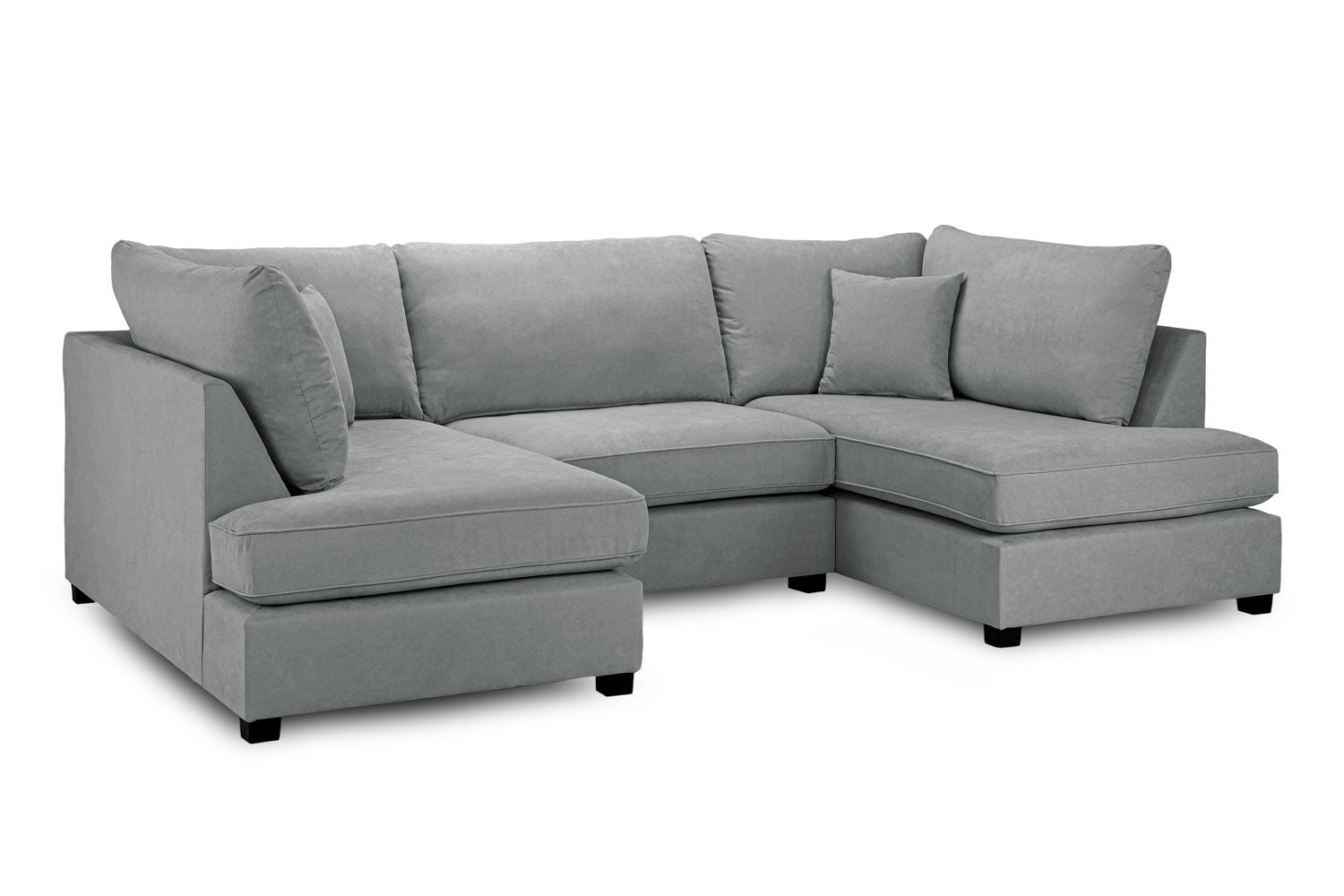 Carnaby Classic Grey U-Shape Corner Sofa Suite with Removable Cushions