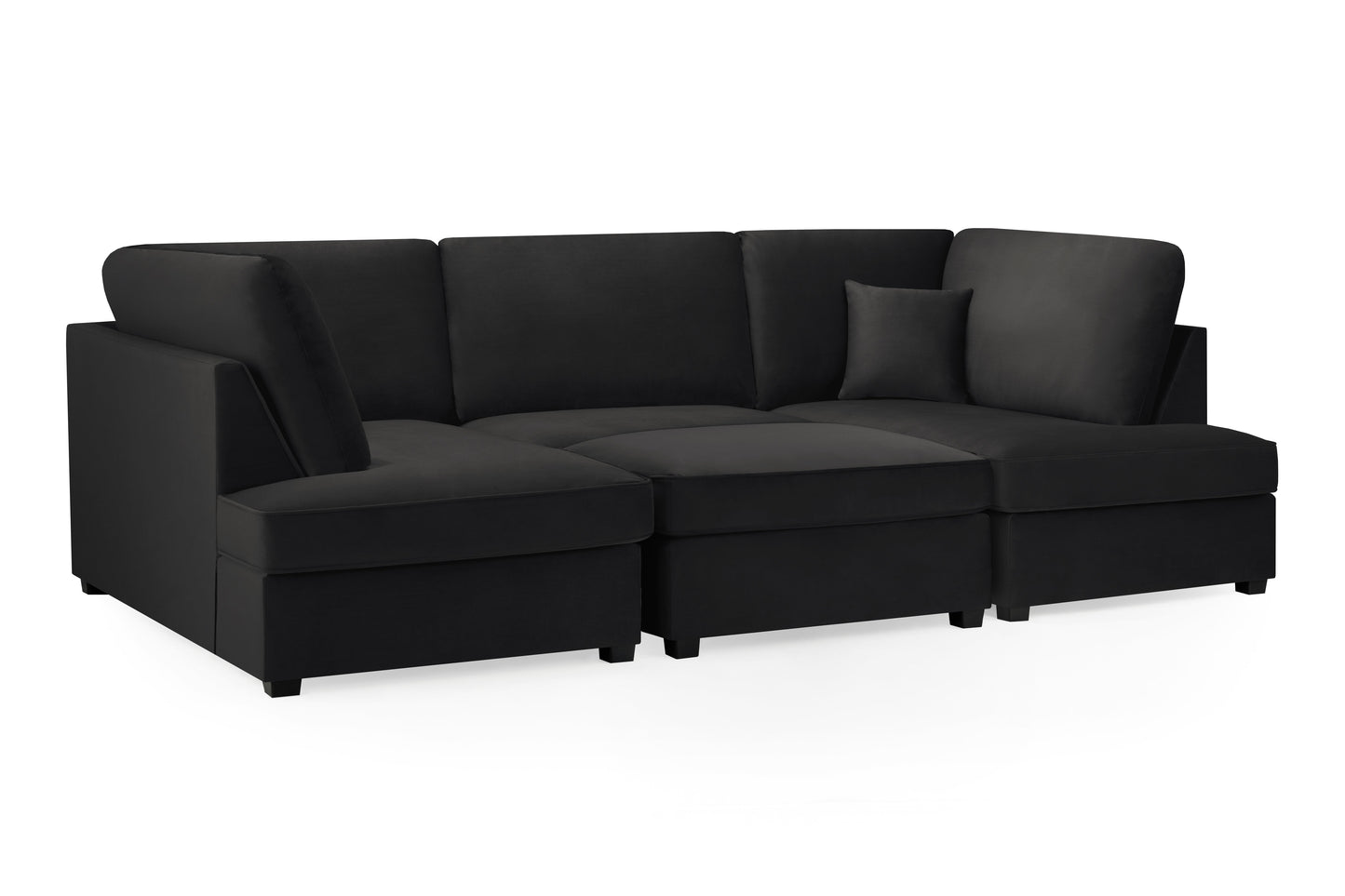 Luxurious Carnaby Plush Black U-Shape Corner Sofa for Ultimate Comfort
