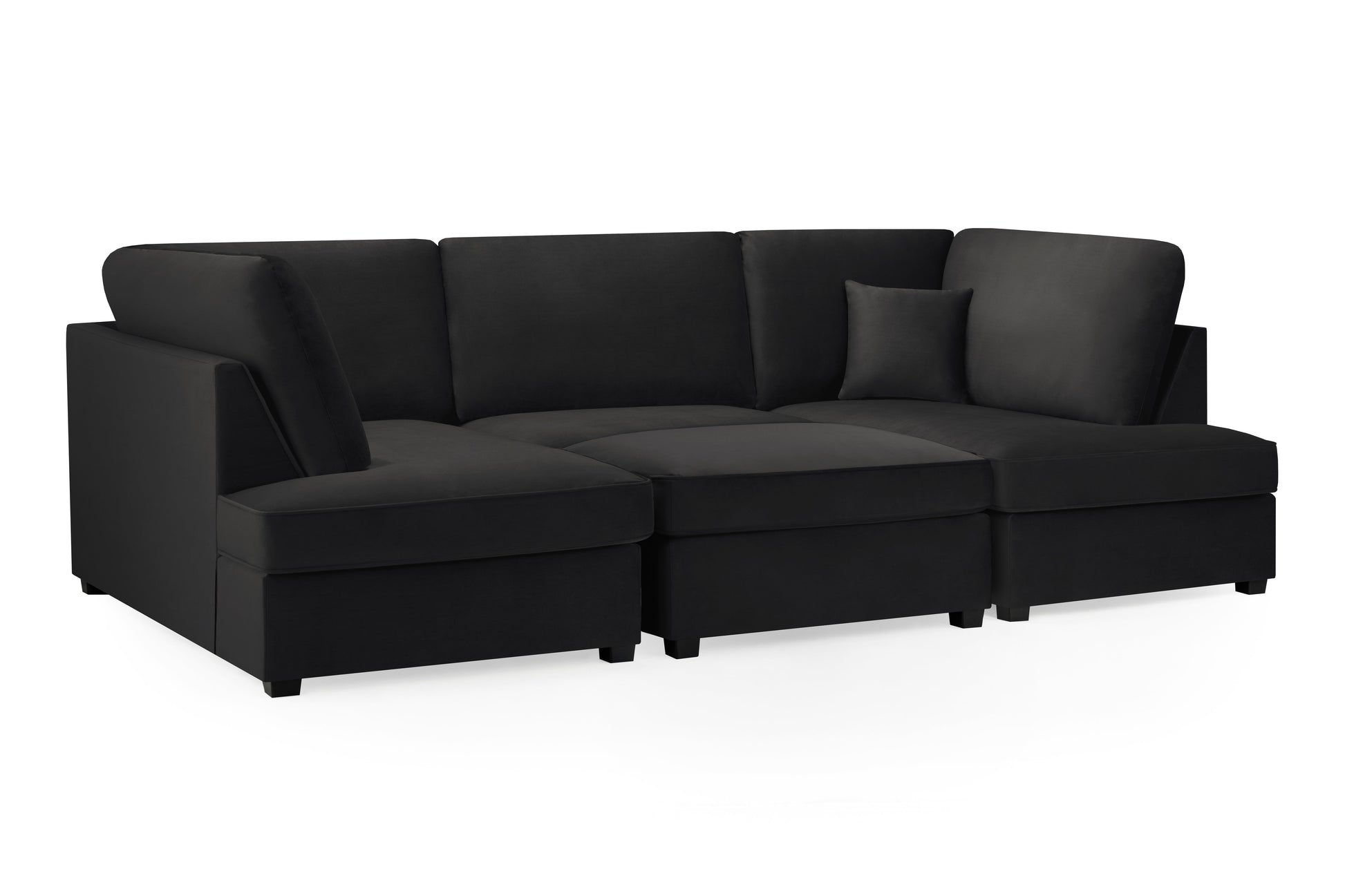 Luxurious Carnaby Plush Black U-Shape Corner Sofa for Ultimate Comfort