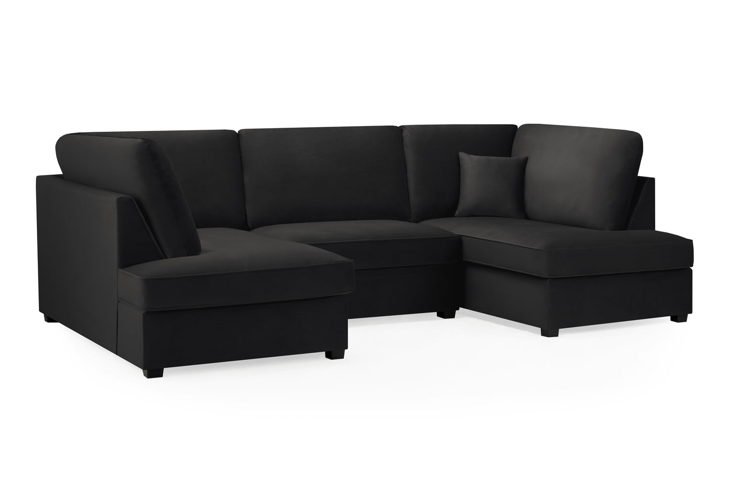 Luxurious Carnaby Plush Black U-Shape Corner Sofa for Ultimate Comfort
