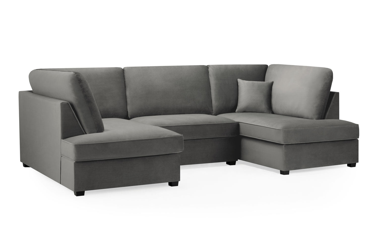 Carnaby Plush Grey U-Shape Corner Sofa: Spacious, Comfortable, Stylish Living Room Seating