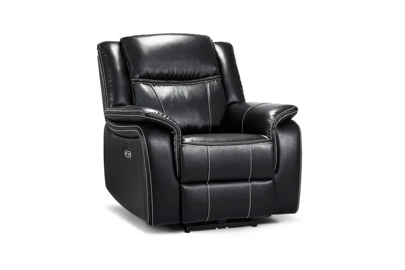 Galaxy Tech Electric Recliner Armchair Black/Grey Leather
