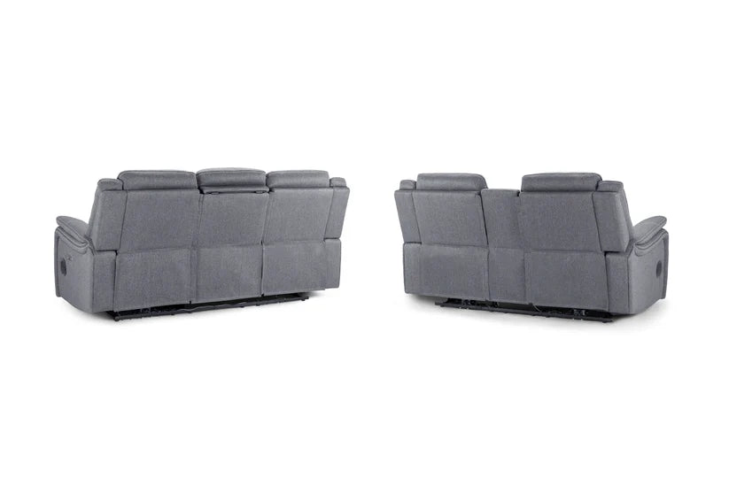 Galaxy Tech Electric Recliner Sofa Grey Fabric 3+2 Set