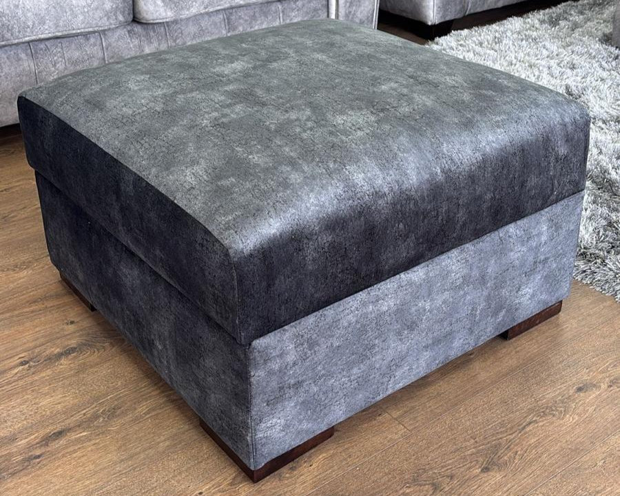 Luxurious Serena Black Velvet Footstool Ottoman with Elegant Gold Legs