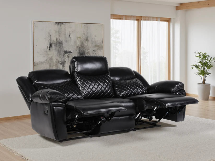 Myra Recliner Sofa Black 3 Seater