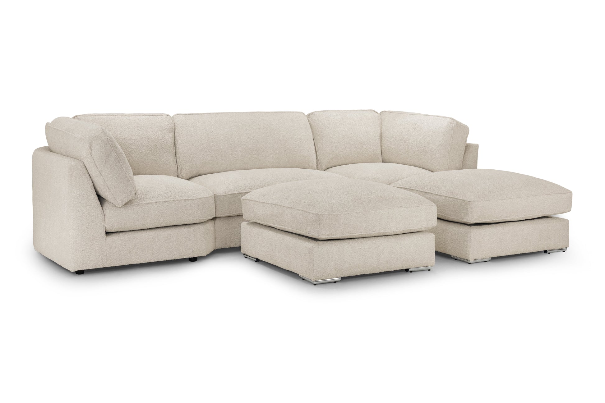 Inga Fullback Beige U-Shape Corner Sofa: Spacious, Comfortable, Modern Living