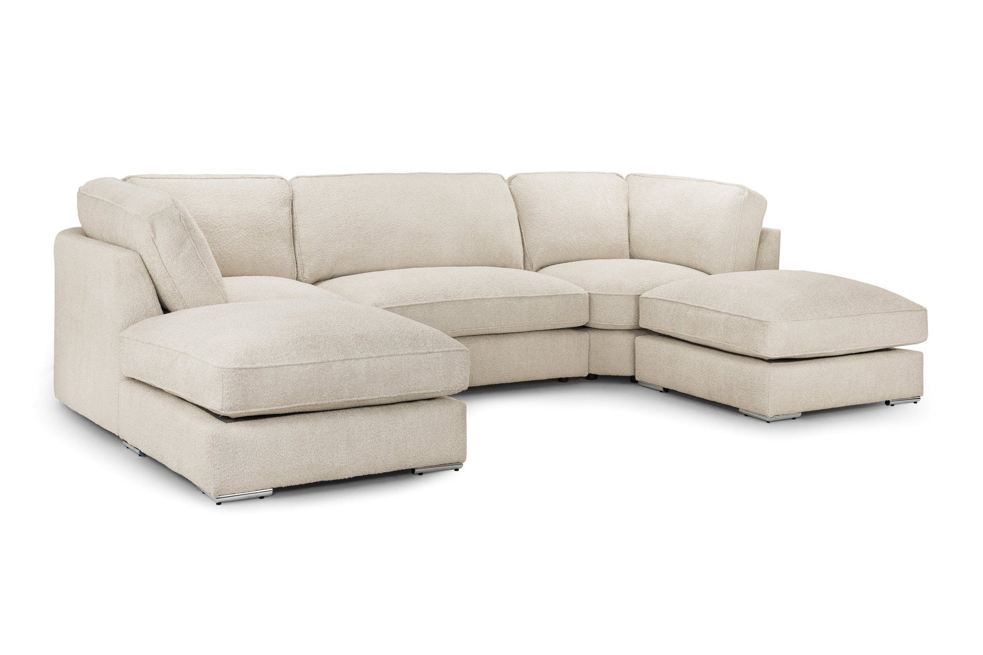 Inga Fullback Beige U-Shape Corner Sofa: Spacious, Comfortable, Modern Living