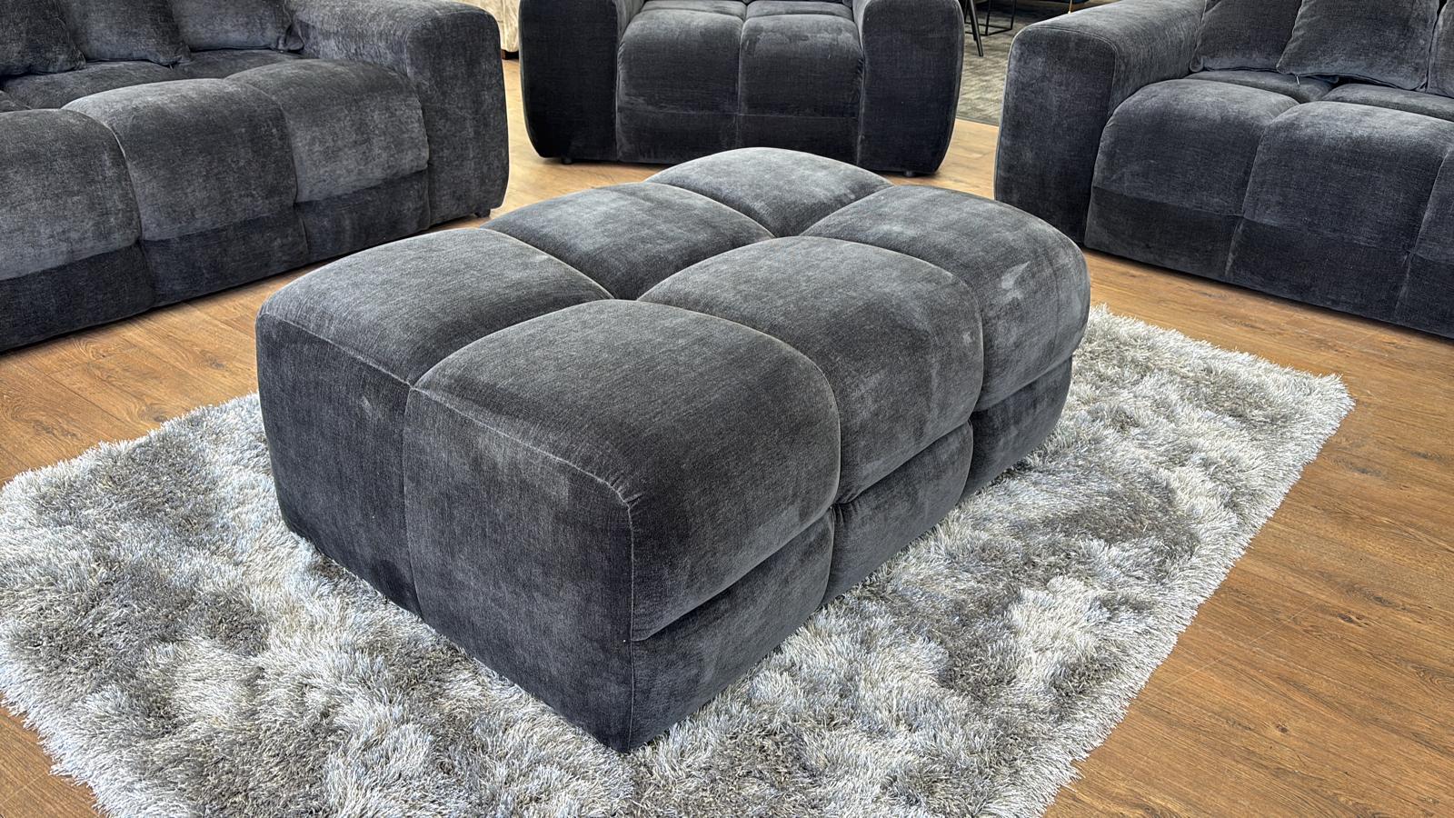 Jacob Modern Black Footstool Ottoman – Comfortable Living Room Accent Sofa Piece