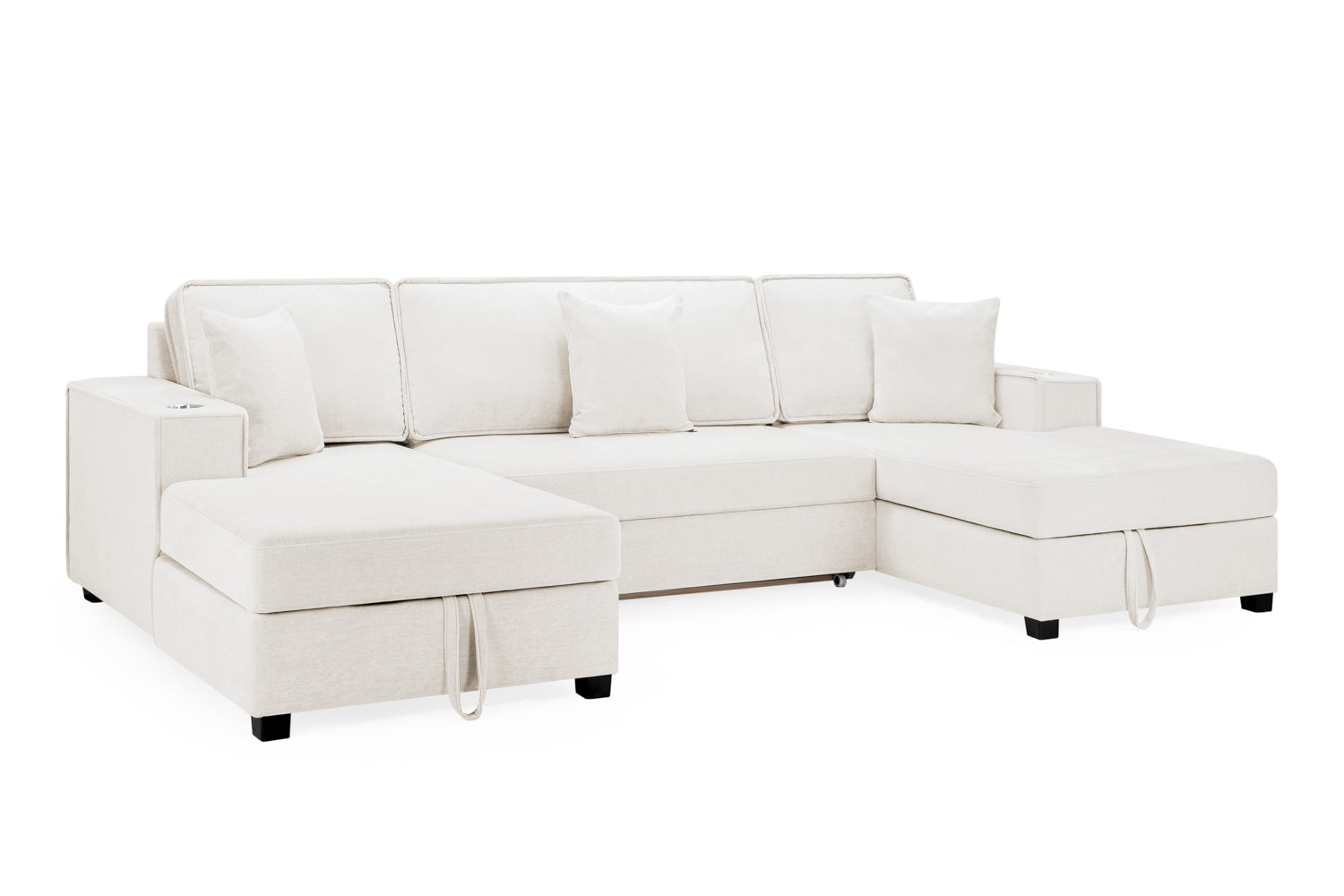 Milan Beige Universal Corner Sofabed with Storage and Fold-Out Bed