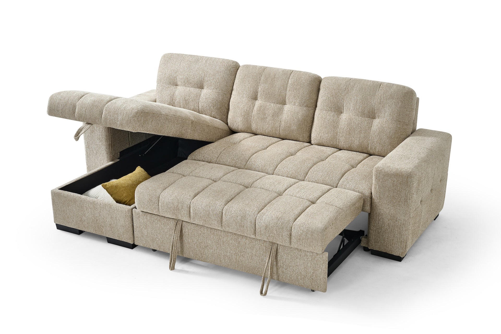 Palermo Universal Beige Corner Sofabed: Stylish, Convertible, Comfortable Living Room Furniture