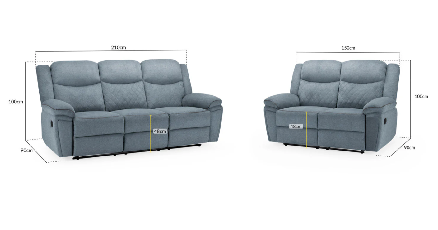 Myra Recliner Sofa Grey Fabric