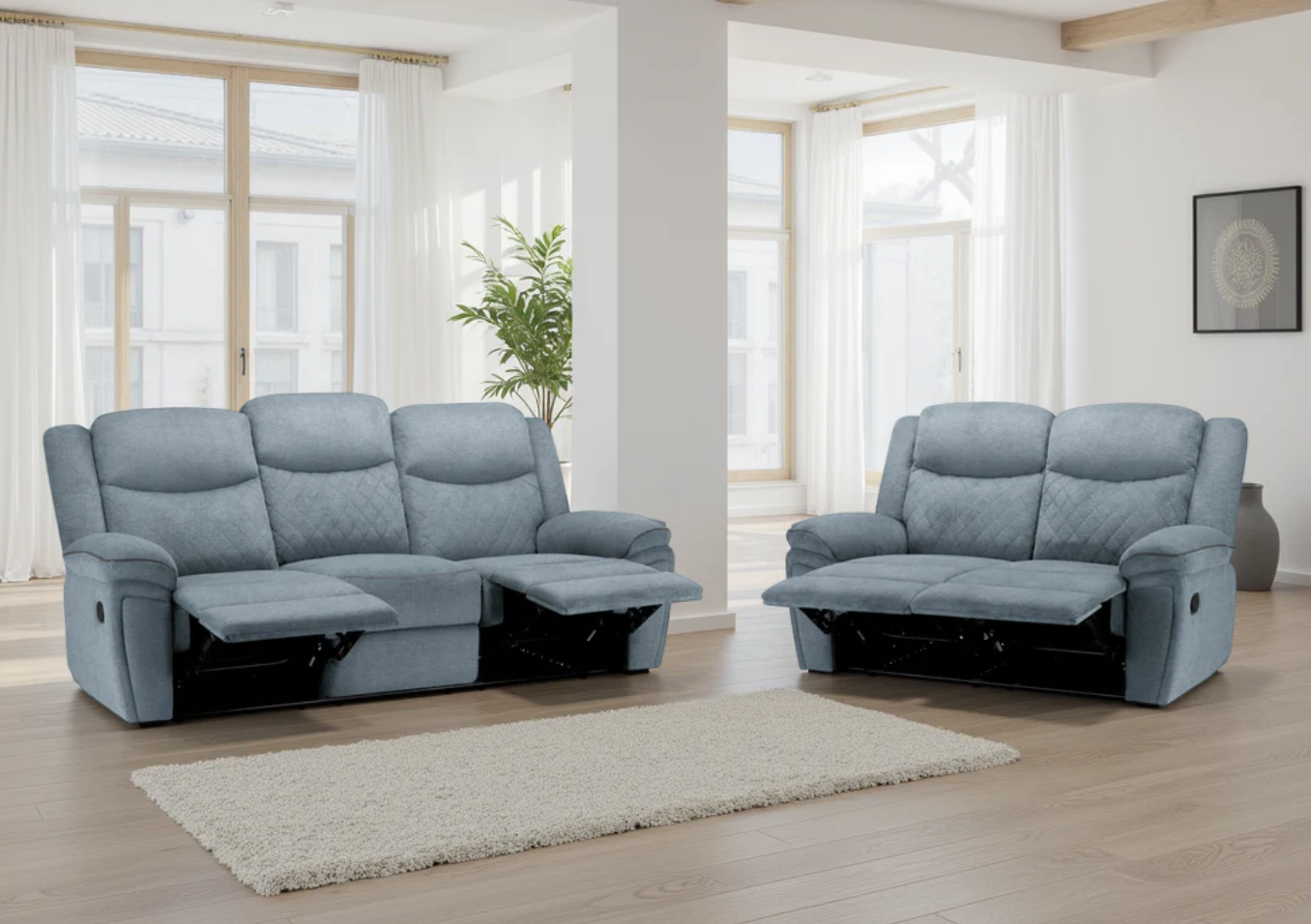 Myra Recliner Sofa Grey Fabric