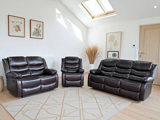 Conrad Manual Recliner Sofa Brown 3+2+1 Set