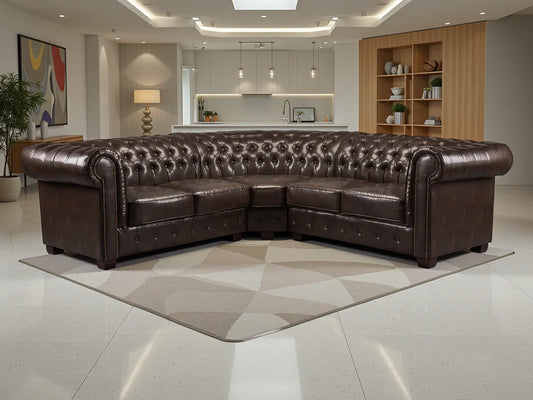 Chesterfield Sofa Antique Brown Large Corner