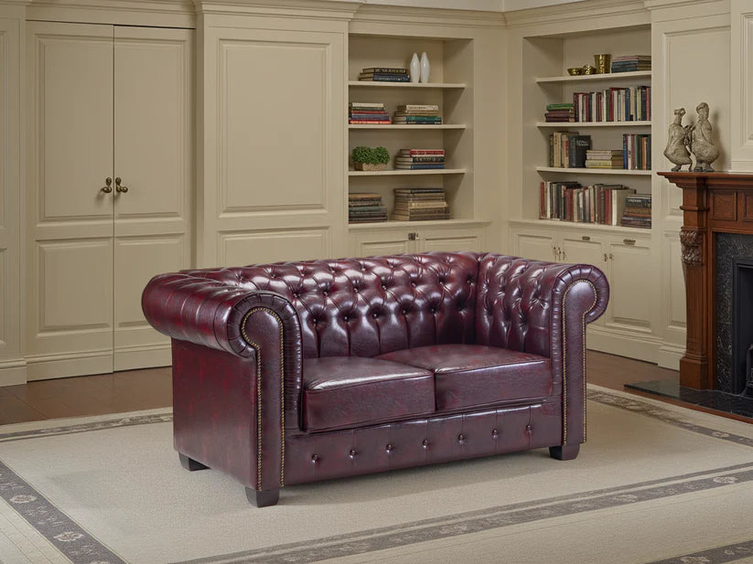 Chesterfield Sofa Oxblood Red 2 Seater