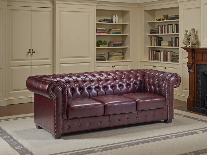 Chesterfield Sofa Oxblood Red 3 Seater