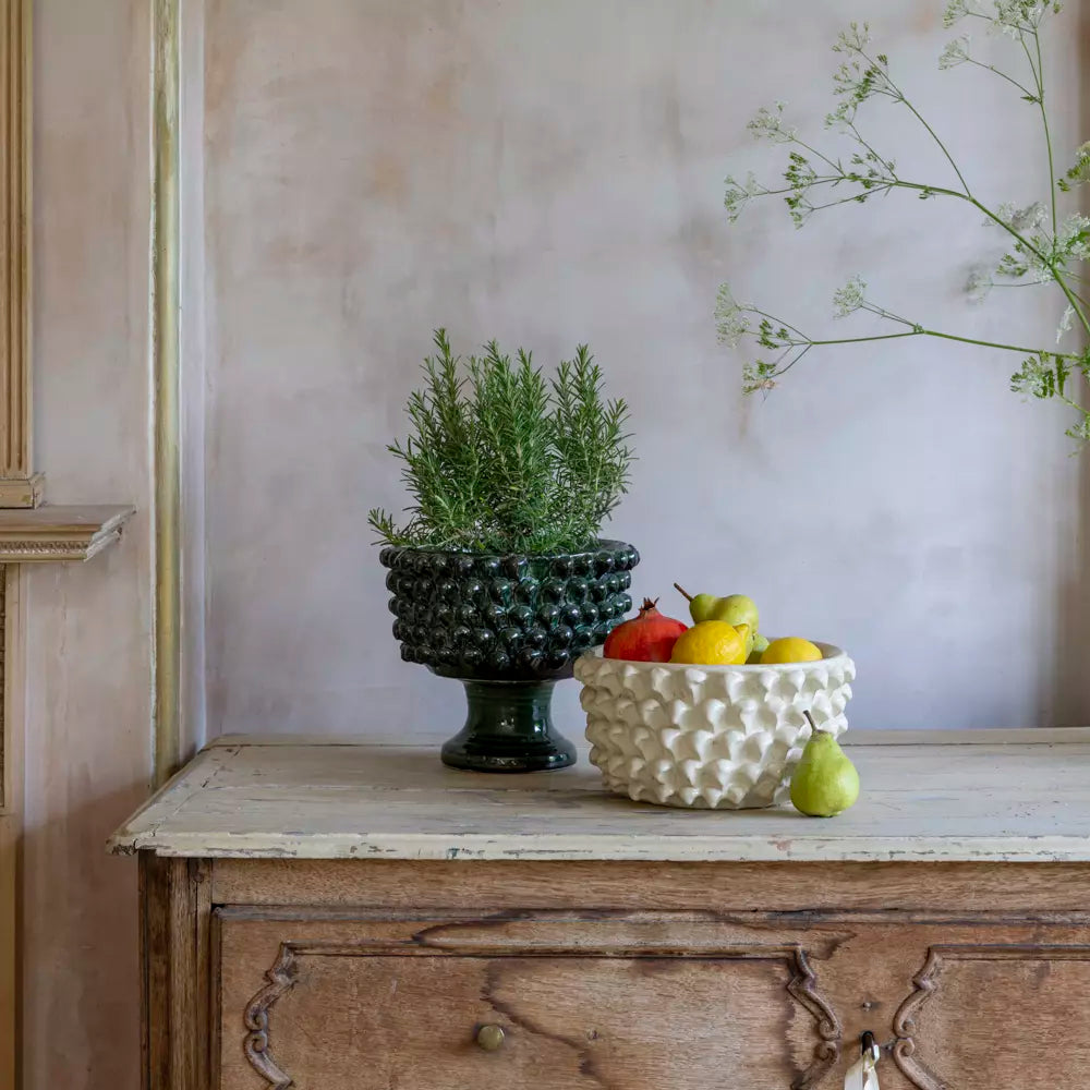 Glazed Bobble Bowl With Foot Green