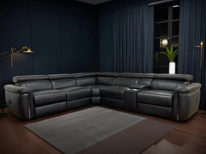 Somerville Electric Recliner Sofa Black Large Corner